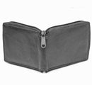Zippered Bifold Men's Wallet Deluxe Credit Card Flip Multi Pockets Genuine Leather -Black