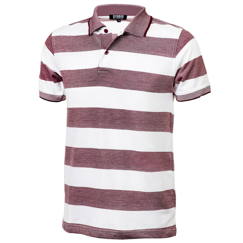4 Pack Men's Cotton Casual Grindle Striped Polo Shirt Short Sleeve