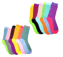 Fun & Colorful Two Tone Stripes & Dotes Assorted 12 Pack Crew Socks