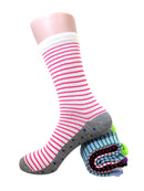 Fun & Colorful Two Tone Stripes & Dotes Assorted 12 Pack Crew Socks