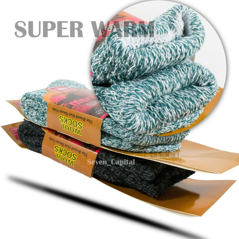 3 Pairs Women's Winter Warm Thermal Lambs Wool Merino Heavy Duty Boot Socks 9-11