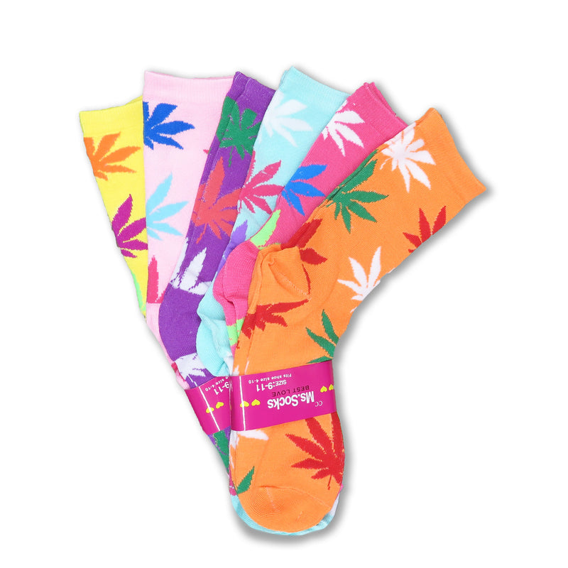 (6 Pairs) Fun & Colorful Women's Casual Assorted Crew Socks