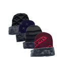 4 Pack Men's Thick Thermal Fur Fleece Lined Winter Insulated Cuff Beanie Hat