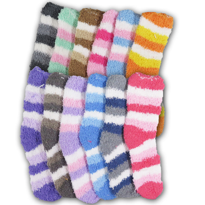 Kid's Super Soft Toasty Plush Warm Fuzzy Striped Cotton Winter Children Casual Socks