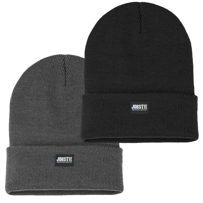 Men's 2-Pack Warm Winter Acrylic Knit Cuff Beanie Everyday Hat