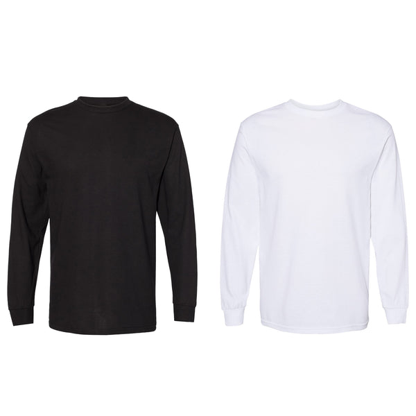 Magg Men's 100% Cotton Premium Heavy Weight Crew Neck Long Sleeve T-Shirt Big & Tall Sizes