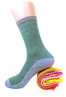 Fun & Colorful Two Tone Stripes & Dotes Assorted 12 Pack Crew Socks