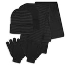 2 Pack Women's 3 Piece Set Hat Scarf Gloves for Men Women in Solid and Lines Color