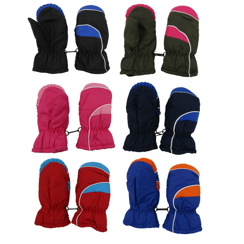 Magg Kids Toddlers 3 Pack Assorted Fleece Lined Winter Snow Glove Waterproof Mittens