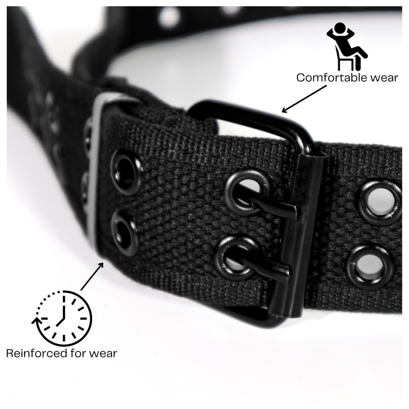 Casual Unisex Cotton Canvas Belt - Double Hole Grommet Web Belt for Men and Women -3 Pack