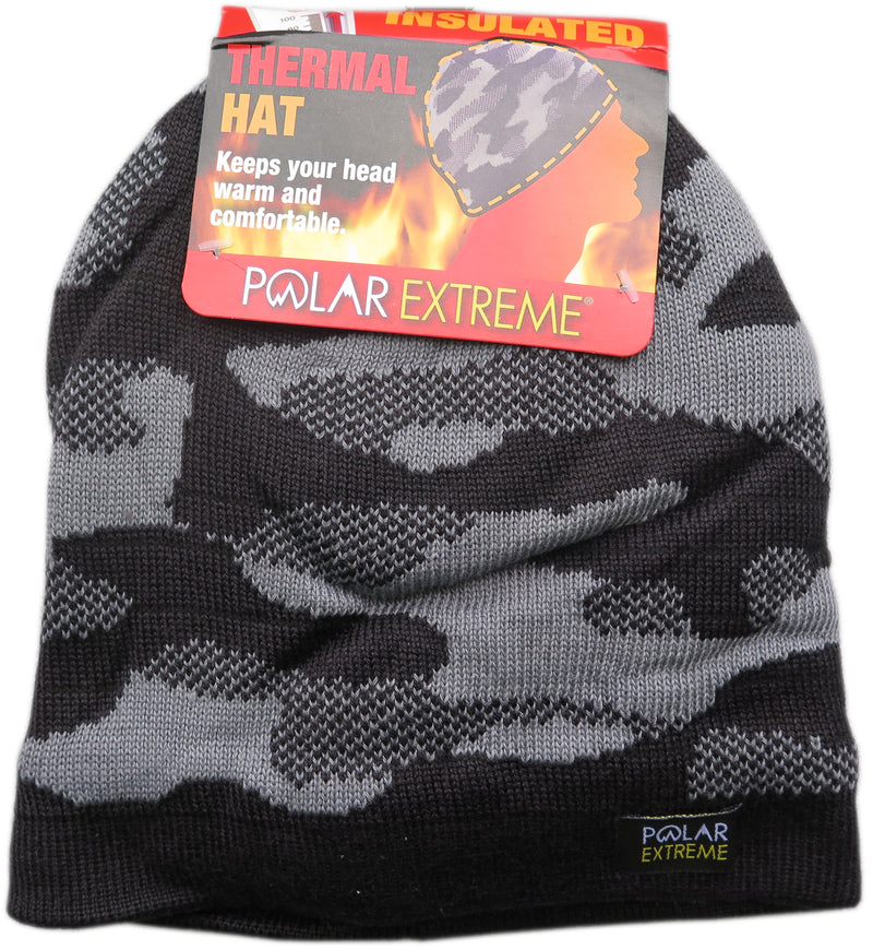 Polar Extreme Insulated Faux Fur Lined Knit Camouflage Beanie Hat Skully
