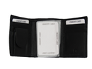 Mens' Black Genuine Leather Trifold ID Coin Credit Card Holder Wallet