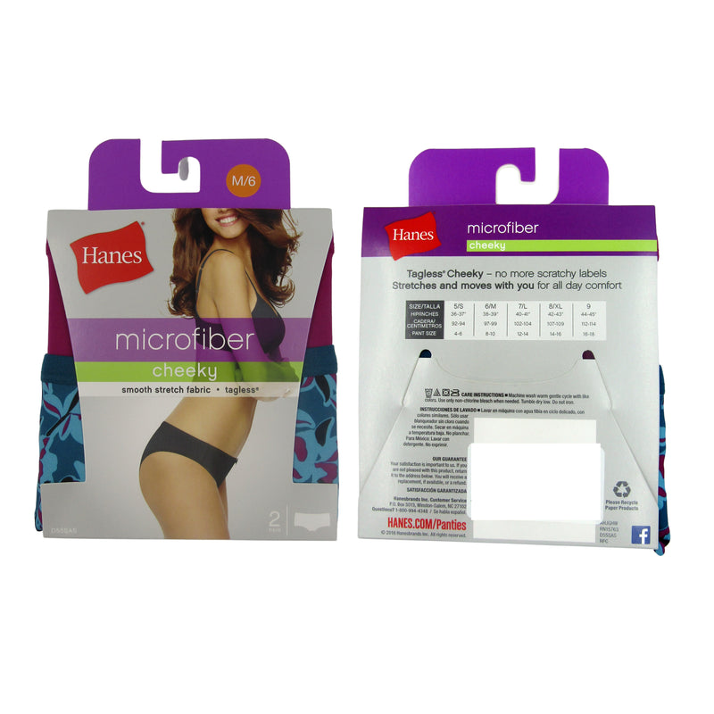 Hanes Women's 2 Pack Microfiber Cheeky Panties, 5 Navy/Blue at   Women's Clothing store