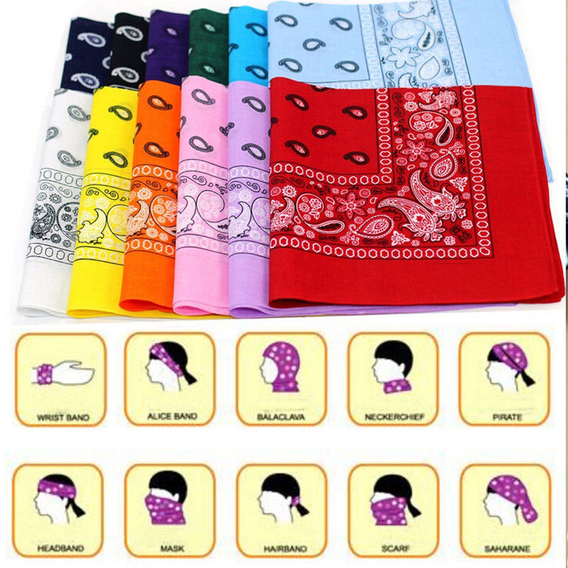 1 Dozen (12 Pack )Men's & Women's Lifestyle Multi Color Classic Paisley Print Bandana Scarfs 100% Cotton