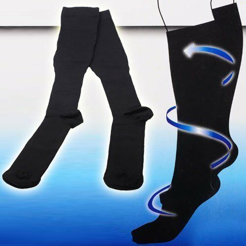2 Pairs Men & Women Anti Fatigue Miracle Socks Firm Black Compression Energy Sox Therapeutic
