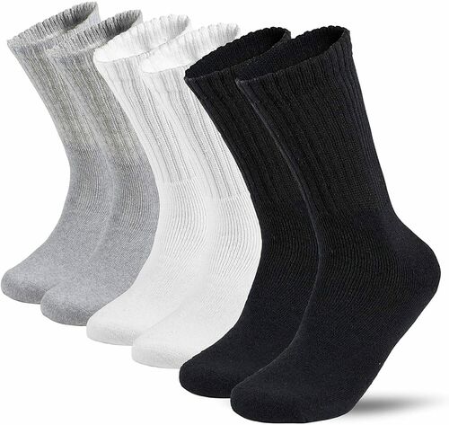 Lot 3-12 Pairs Women's Solid Sports Athletic Casual Work Plain Crew Socks Size 9-11