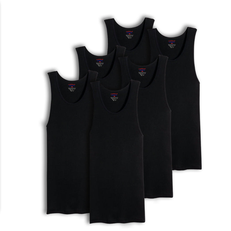 Value Packs of Men's Big And Tall Black & White Ribbed 100% Cotton Tank Top A Shirts Undershirt