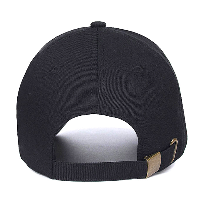 New Unisex 100% Washed Cotton Solid Black Adjustable Polo Style Baseball Cap