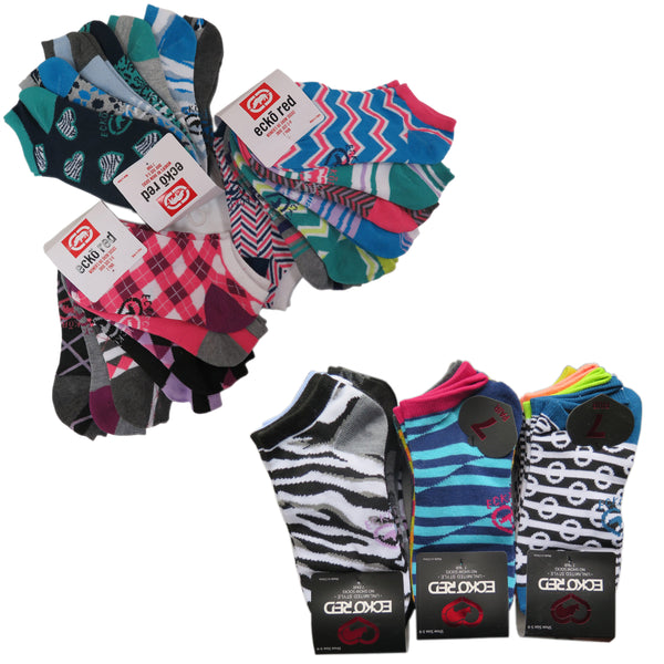 21 Pairs Ecko Red Women's Fun Print Low Cut Ankle Socks Assorted