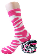 (12 Pairs) Women's Fun & Colorful Two Tone Zebra Stripe Cotton Casual Crew Socks