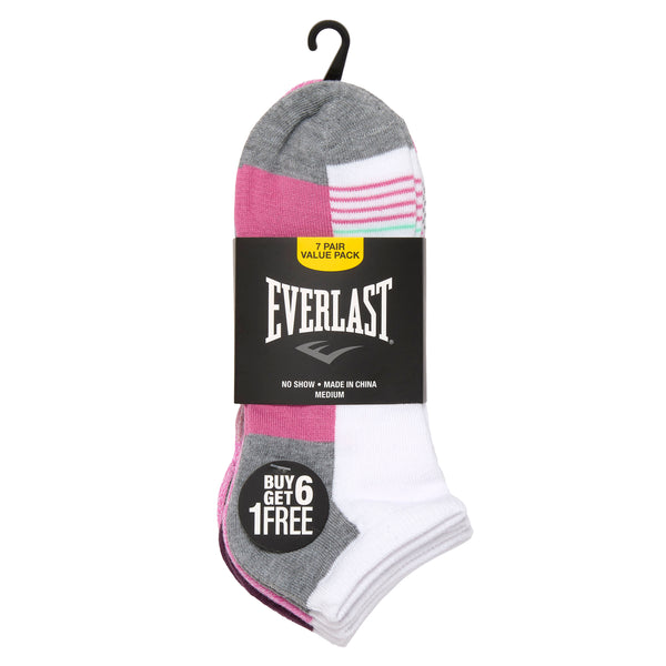7-21 Pairs of Everlast Women's Assorted Fashioned Low Cut Ankle No show Socks 9-11