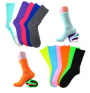 Women's Solid Multi Neon Colorful Cotton Crew Casual Socks
