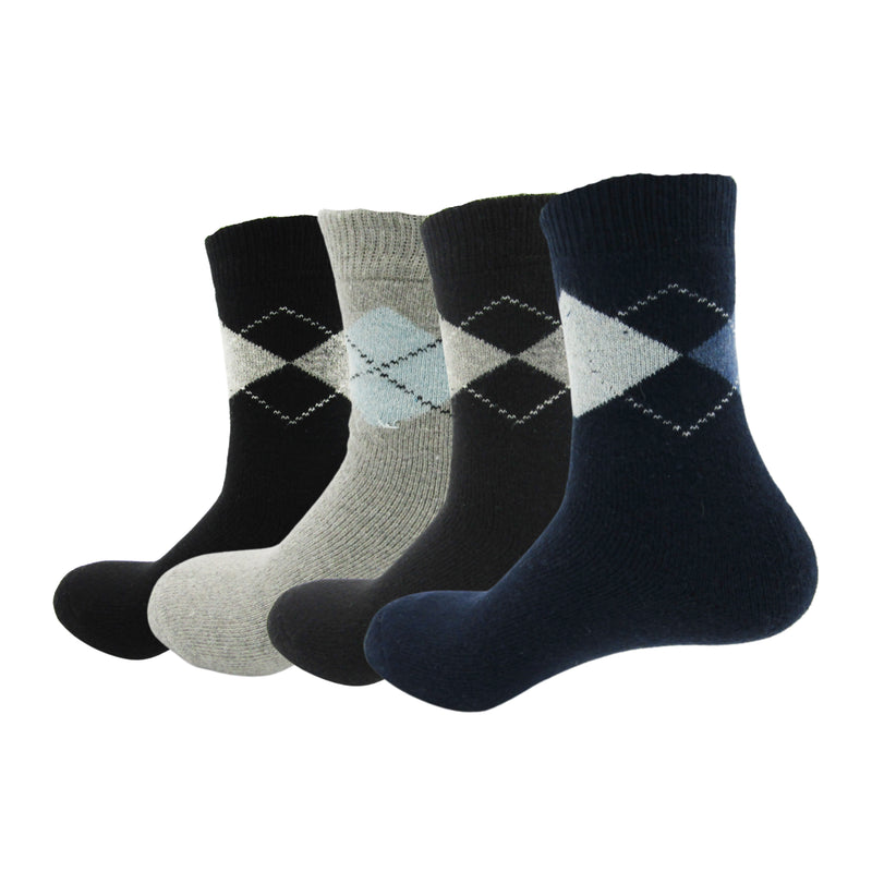 4 Pairs of Men's Soft Comfort Thick Casual Warm Wool Crew Socks
