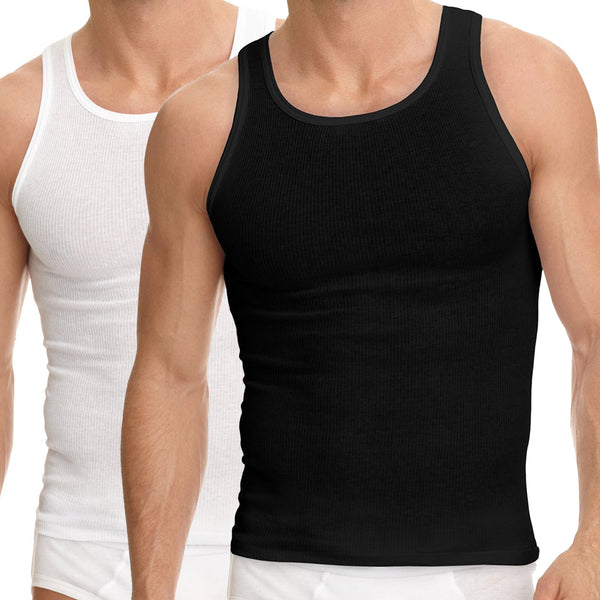 3-6 Packs Men's Apparel Lifestyle 100% Cotton Tank Top A-Shirt Wife Beater Ribbed  Undershirt