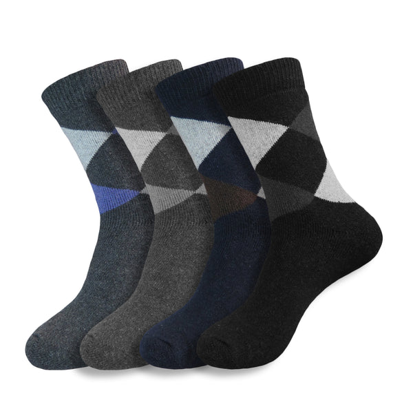 4 Pairs of Men's Soft Comfort Thick Casual Warm Wool Crew Socks