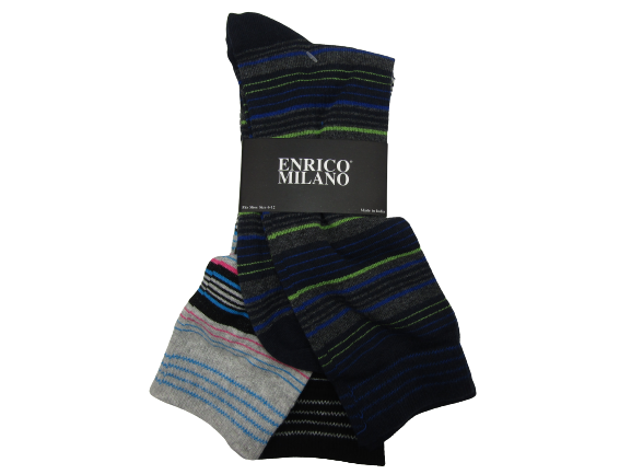 12-Pack New Enrico Milano Assorted Men's Formal Multi Color Line Design Dress Socks Shoe Size 6-12