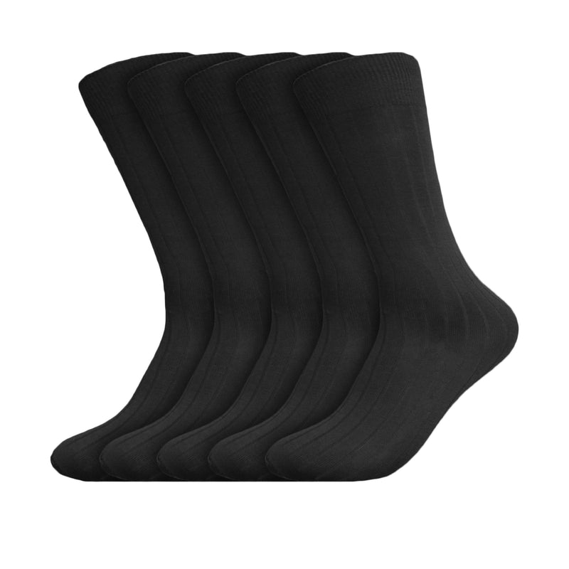 Beverly Hills Polo Club Mens Classic Ribbed Black Business Dress Socks Size 10-13