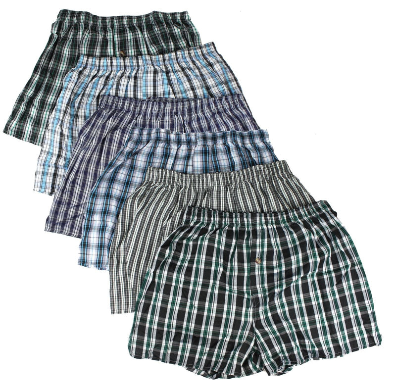 Men's Checker Plaid Shorts Assorted Cotton Blend Boxers Trunks Underwear