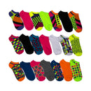 Everlast Women's Athletic No Show Socks, Funky Colorful, Funky Geometric Designs 21-Pack