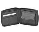 Zippered Bifold Men's Wallet Deluxe Credit Card Flip Multi Pockets Genuine Leather -Black