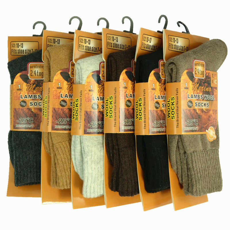 4Pairs Men's Super Warm Heavy Crew Thermal Merino Wool Winter Socks 7-13