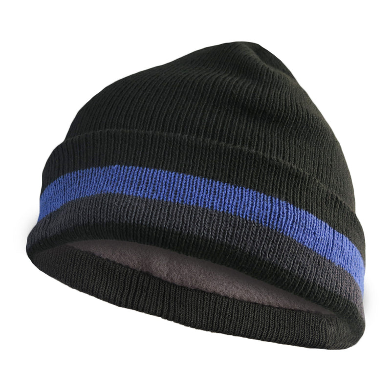 Mens Thermal Cuffed Beanie Winter Fleece Lined Folded Hat Cap