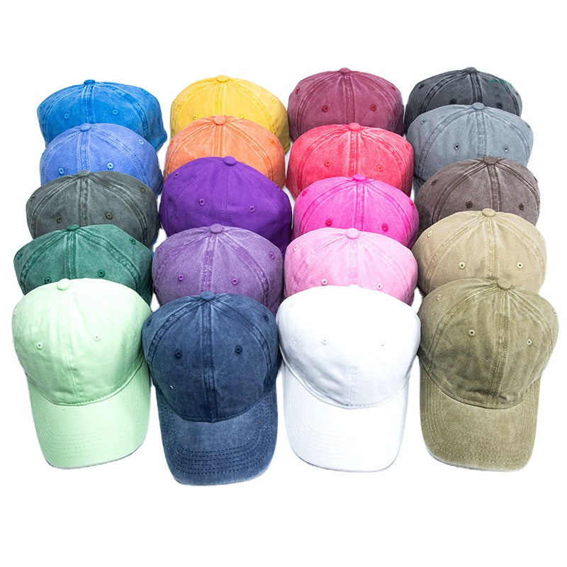 Plain Dyed Washed 100% Cotton Adjustable Baseball Cap Women & Men