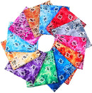 6-12 Classic Double Sided Tie Dye Paisley Print Bandana 100% COTTON Handkerchief Head Wrap 22x 22 (Assorted Colors)