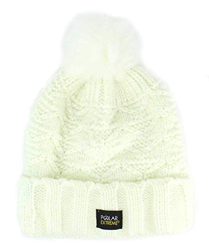 Polar Extreme Women's Thermal Insulated Fur Pom Pom Winter Hat Fleeced lined