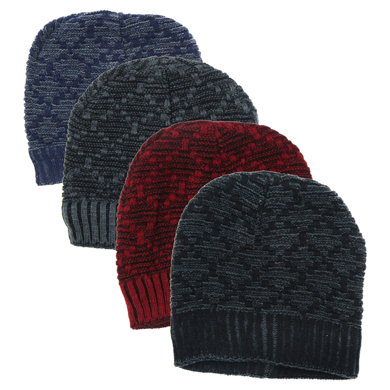4 Pack Men's Thermal Fleece Lined Winter Insulated Beanie Hat