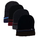 4 Pack Men's Thermal Fleece Lined Winter Insulated Cuff Beanie Hat