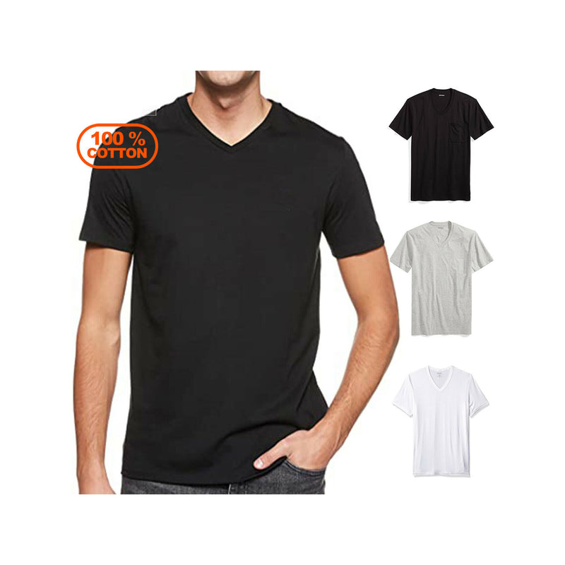 Anna Cavalary 3-6 Pack Men's 100% Cotton Tagless V-Neck T-Shirt Undershirt Tee