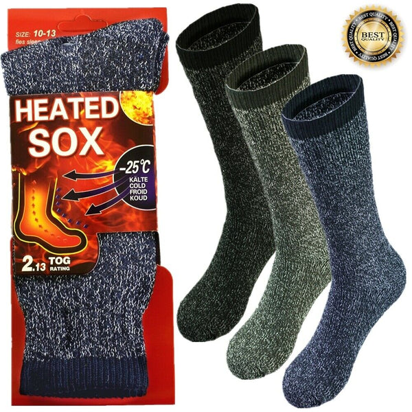 3 Pairs Men Winter Heavy Duty Insulated SOX Heated Thermal Warm Socks Size 10-13