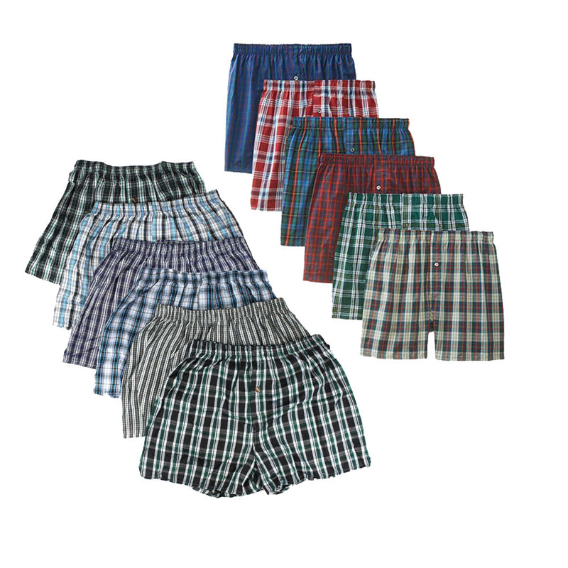 Men's Checker Plaid Shorts Assorted Cotton Blend Boxers Trunks Underwear