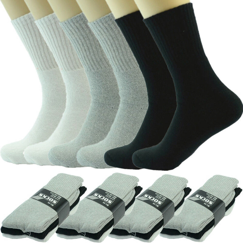 Lot 3-12 Pairs Mens Solid Sports Athletic Work Plain Crew Socks Size 10-13