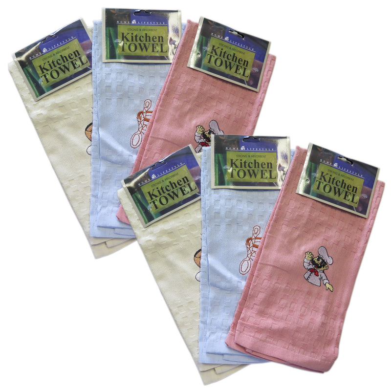 Home Lifestyle 6-Pack Kitchen Towels Strong & Absorbent Assorted