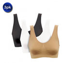 3 Pack Women Seamless Padded Yoga Bra Sports Bra Sleep Bra Crop Top Sports Vest Bra with Removable Pads