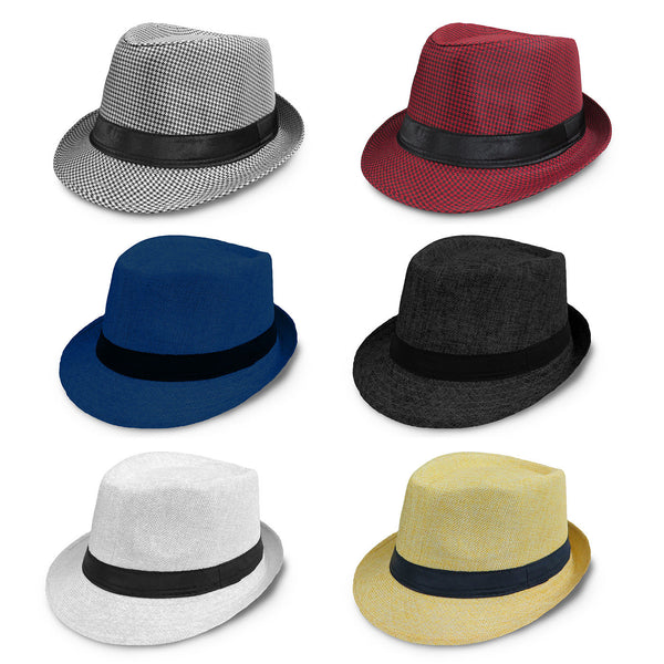 Fedora Hat Cuban Short Brim Trilby Summer Beach Sun Protection Panama Style Brim hats, 6 Pack