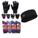 Women's Winter Headband Gloves & Sock Set Warm Fleece Lined Fur Assorted Color