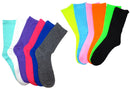 Women's Solid Multi Neon Colorful Cotton Crew Casual Socks